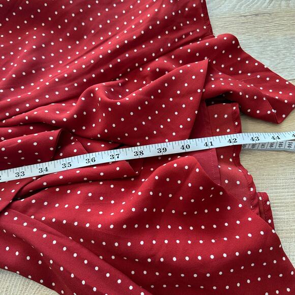 C/MEO Collective Vices Strapless Ruffle Front Polka Dot Midi Dress XXS or 00 Red - Picture 13 of 13